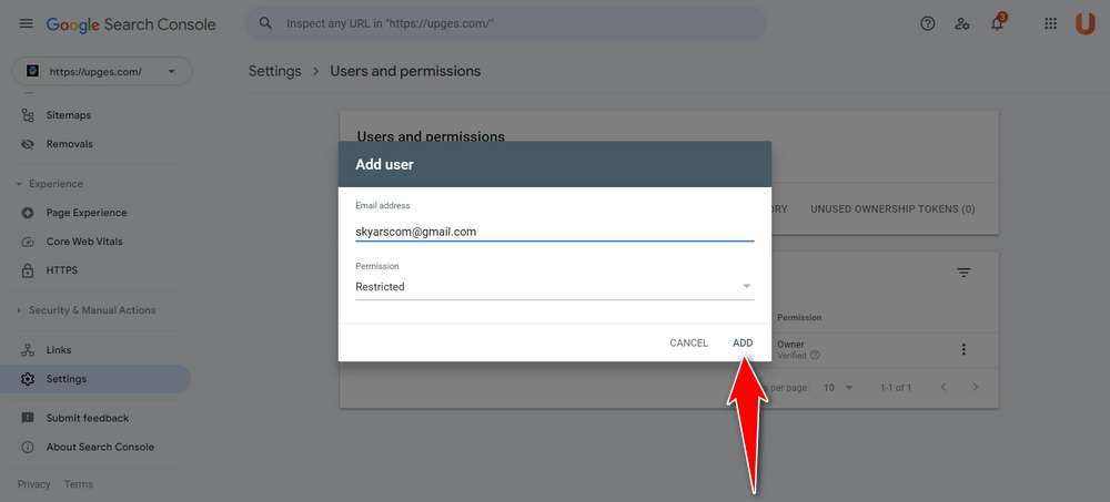 How to Add People to Your Google Search Console Account - Step 3