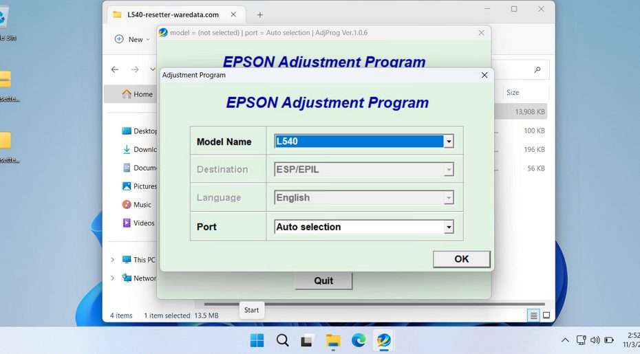 Epson L540 Resetter