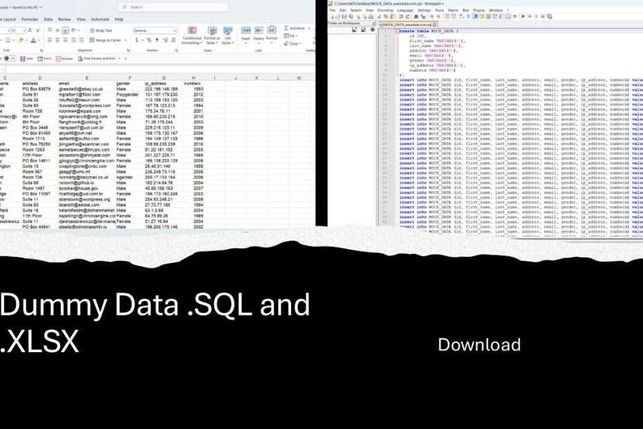 Dummy Data for MySQL and Excel