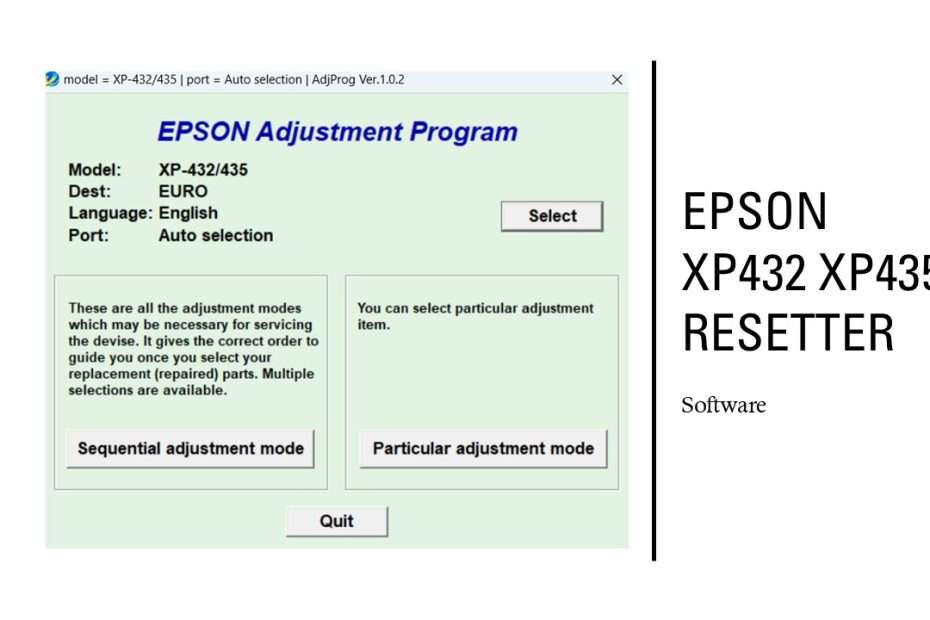 Epson XP432 XP435 Resetter