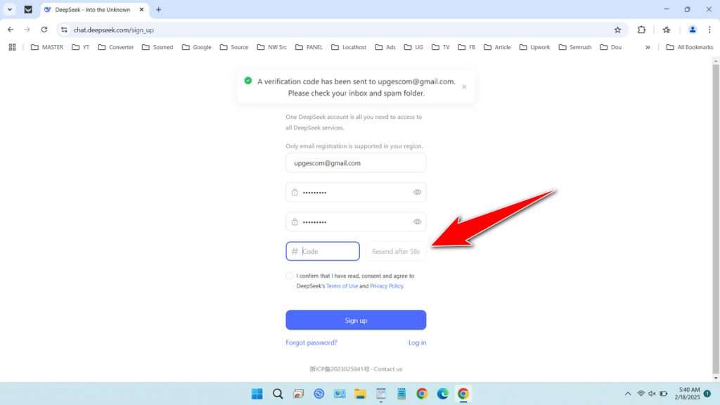 How to Sign Up for DeepSeek AI - Step 3