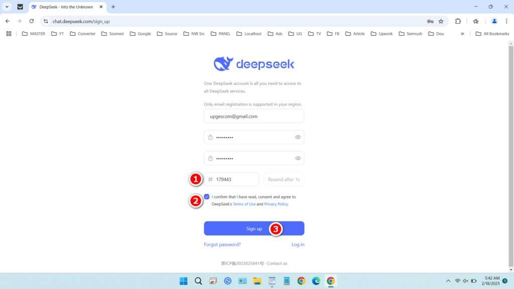 How to Sign Up for DeepSeek AI - Step 4