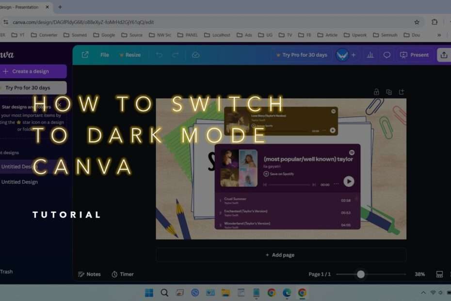 How to switch to dark mode Canva