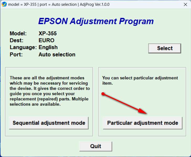 How to Reset Epson XP-355 - Step 3